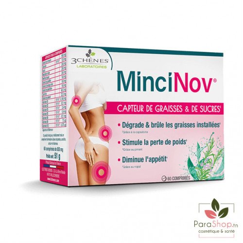 3 CHENES MINCINOV Capteur de Graisses et Sucres 60 COMPRIMES