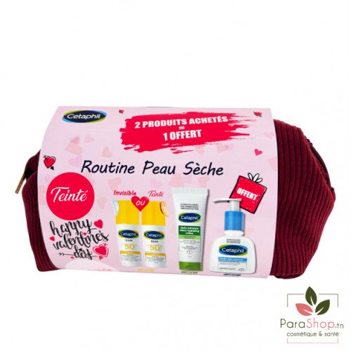Cetaphil trousse daily advance + sun face fluid teinte + lotion nettoyante peaux seches 236ml offerte