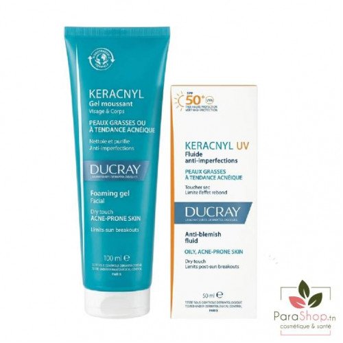 DUCRAY PACK KERACNYL UV FLUIDE + GEL MOUSSANT 100ML OFFERT