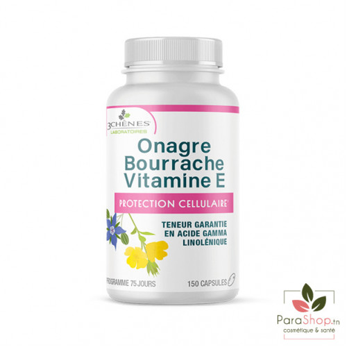 3 CHENES ONAGRE BOURRACHE VITAMINE E 150 CAPSULES